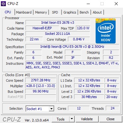 Thông tin CPU của CPU-Z